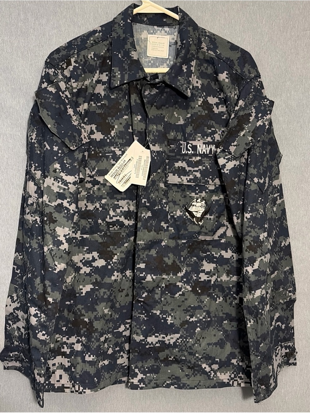 U.S. Navy Men's Digital Camo Button-Down Shirt - Blue/Gray